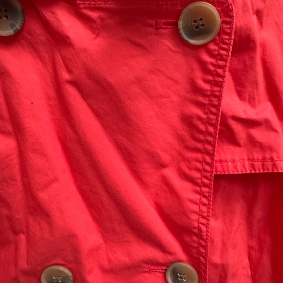 NWOT Gap Women’s Medium Coral Trenchcoat Raincoat - Picture 5 of 6